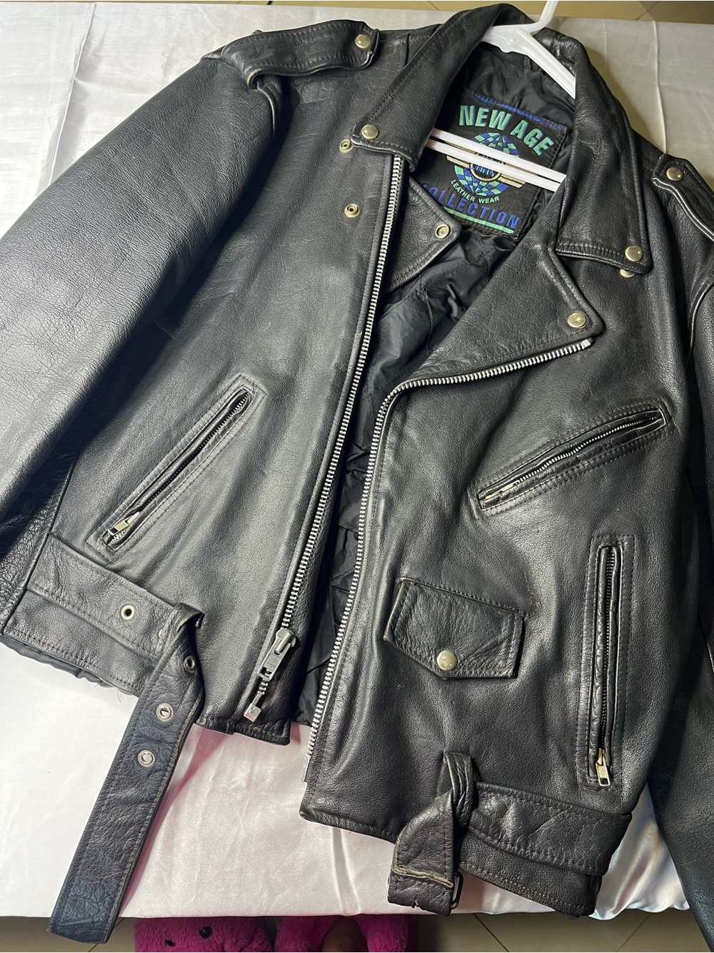 Black Leather Bomber Jacket - Men's Classic Moto Style